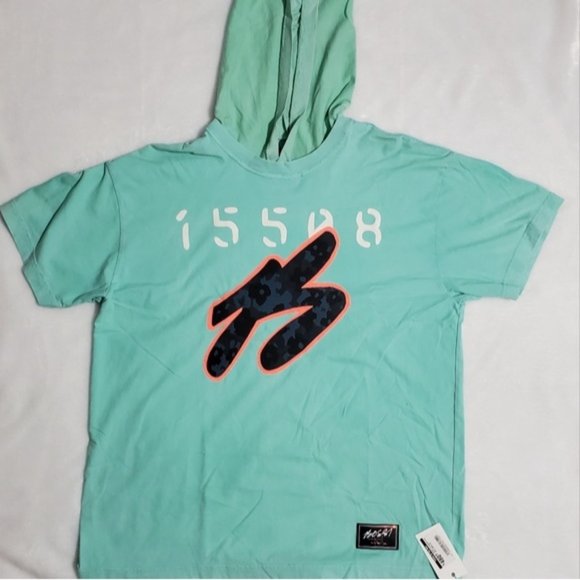 NWT BOSSI SPORTSWEAR (FLOWER CAMO) B HOODED T-SHIRT MINT - Picture 2 of 9
